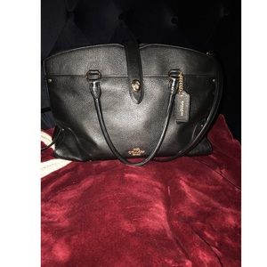 Black leather coach purse